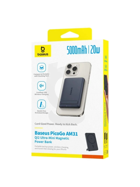 Tashqi akkumulyator Baseus PicoGo AM31 Qi2 Power Bank 5000mAh