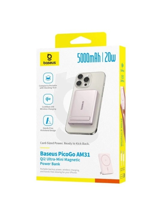 Внешний аккумулятор Baseus PicoGo AM31 Qi2 Power Bank 5000mAh