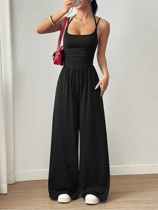 Костюм женский с брюками и футболкой, комбинезон на лямках EllyFashion