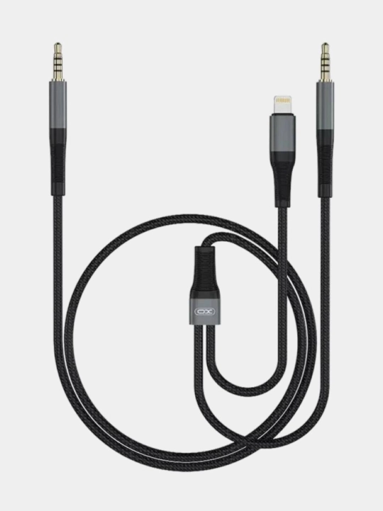 XO NB178A kabeli 3.5 mm dan Lightning gacha + 3.5 mm Ikki tomonlama audio kabel 1M Black NB178A - 
