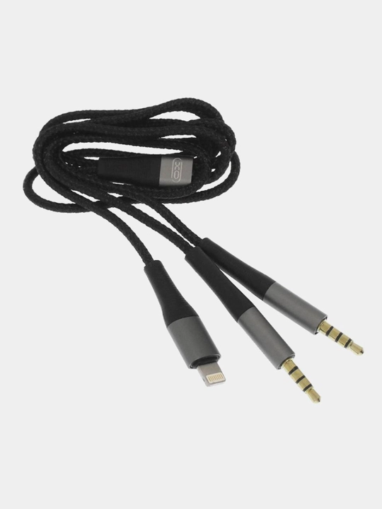 Кабель XO NB178A 3.5 мм to Lightning + 3.5 мм Two-in-one audio cable 1M Black NB178A