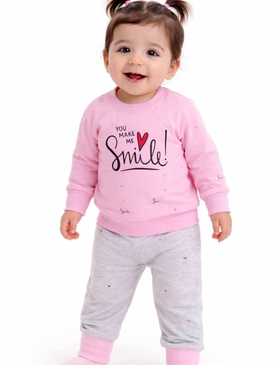 1 yoshli qizaloqlar uchun yumshoq sport kostyum – pushti rang, kundalik qulay kiyim - 