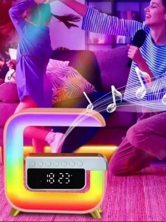 LED simsiz zaryadlovchi Bluetooth kolonka – soat va budilnikli RGB lampa