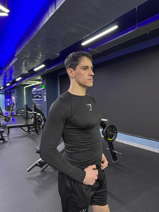 Uzun yengli kompression rashgard, sport, erkaklar uchun, fitnes uchun