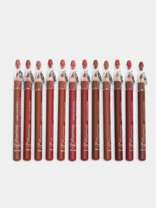 Карандаш-помада для губ Flormar, водостойкий, матовый, с точилкой, 12 оттенков