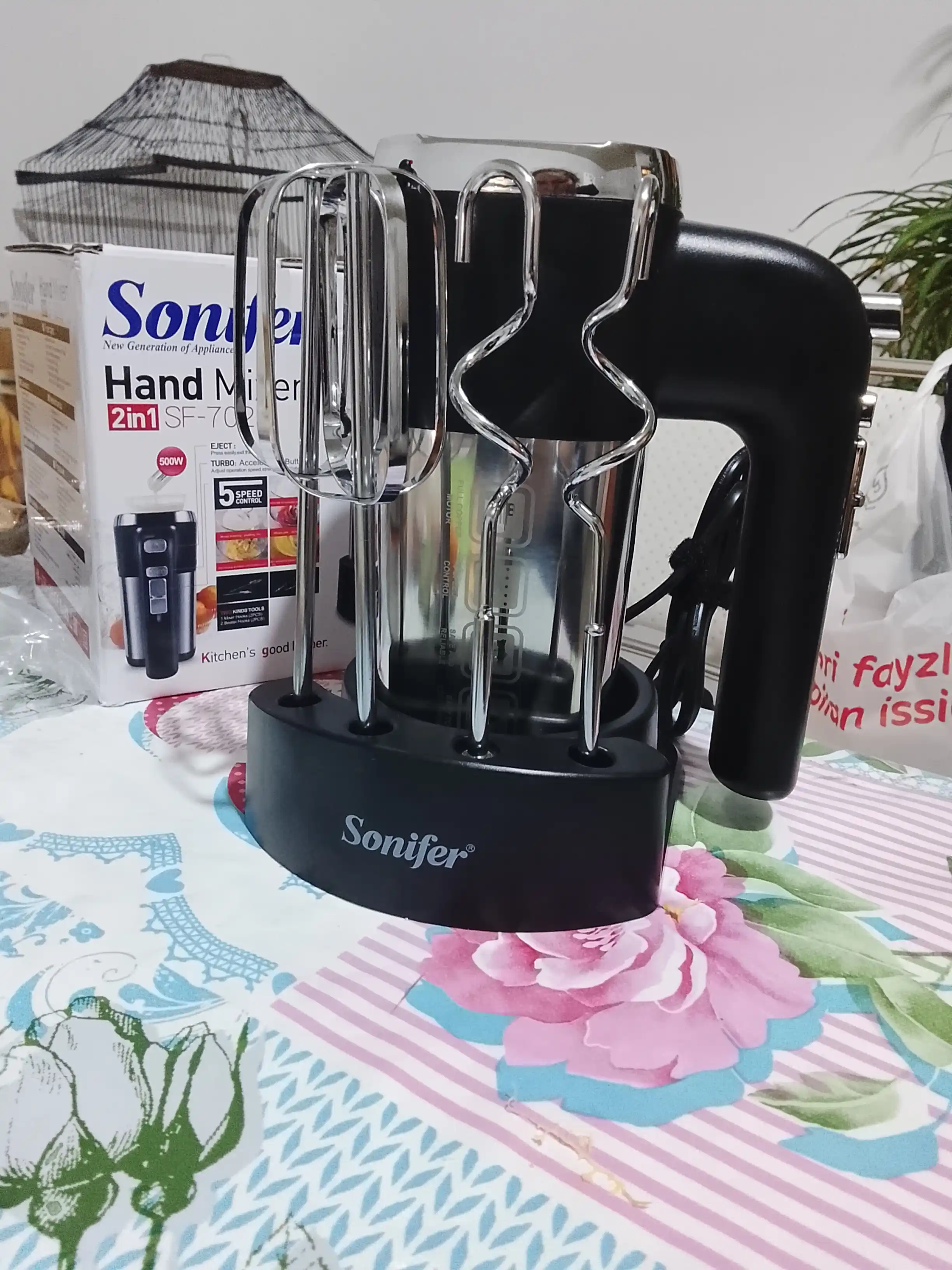 Миксер ручной Sonifer, электрический, с подставкой, турбо режим, 5 скоростей, 500 Вт