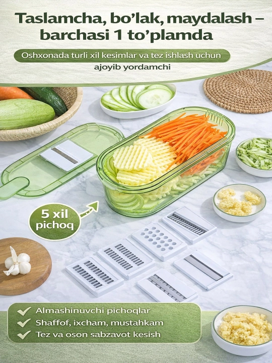 Universal sabzavot maydalagich, konteynerli