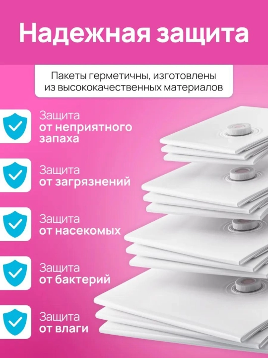 Вакуумный пакет - мешок для хранения вещей и одежды, многоразовый
