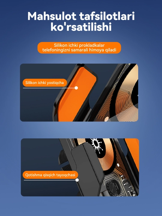 Universal avtomobil ushlagichi, telefon ushlagichi, 360 daraja aylanish