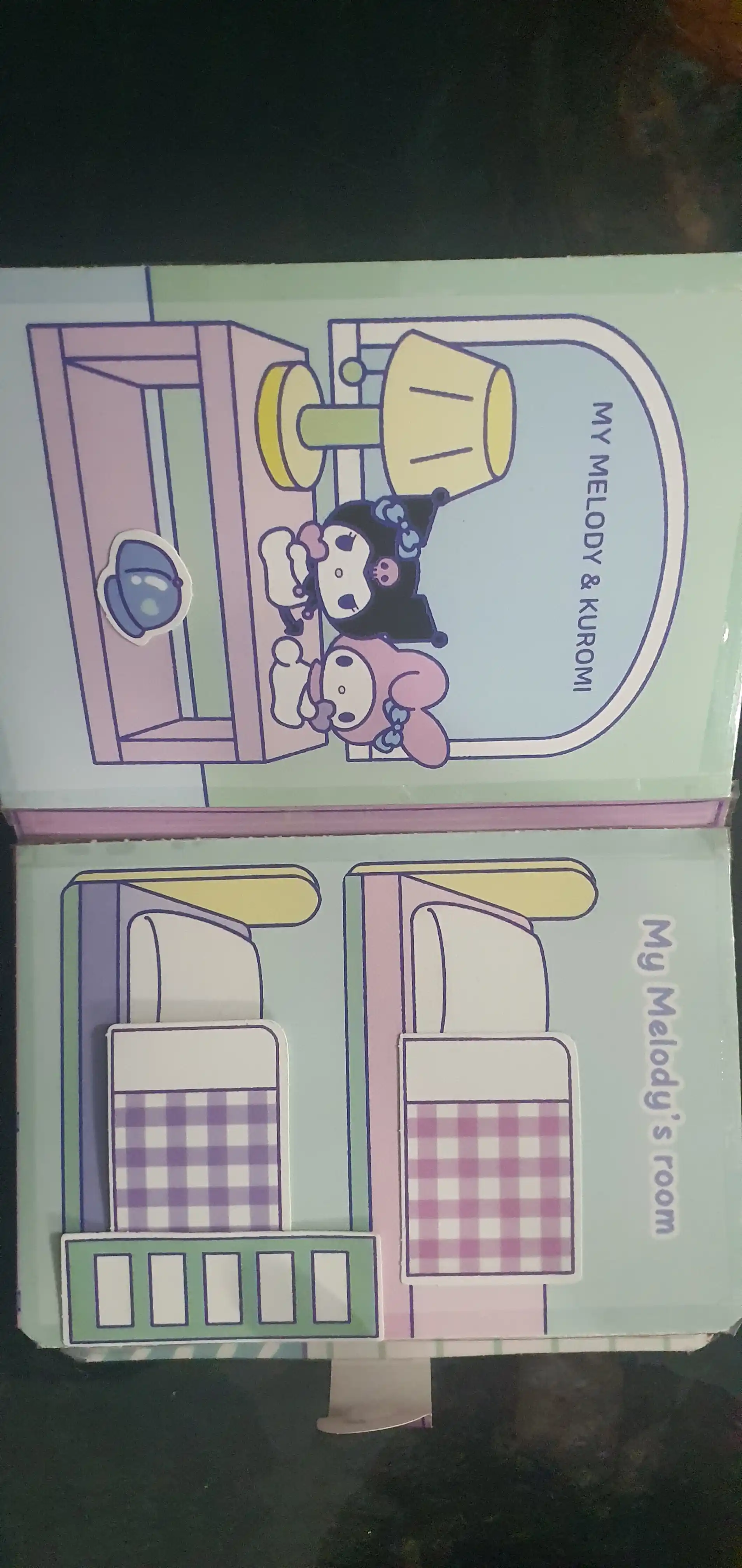 Kuromi и My Melody, книжка-игрушка, кукольный домик из бумаги, стикербук с наклейками