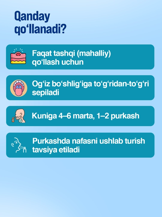 Yodileks antiseptik sprey, povidon-yod 3%, og‘iz bo‘shlig‘i va teri uchun, 50 ml