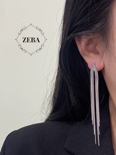 Серьги вечерние, длинные, шандельеры, цепочки, хрустальные — ZEBA-ZIRUZUN-CЕРМЕЛ