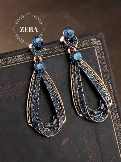 Серьги вечерние, длинные, шандельеры, цепочки, хрустальные — ZEBA-ZIRUZUN-ЧЕРНСТЕ