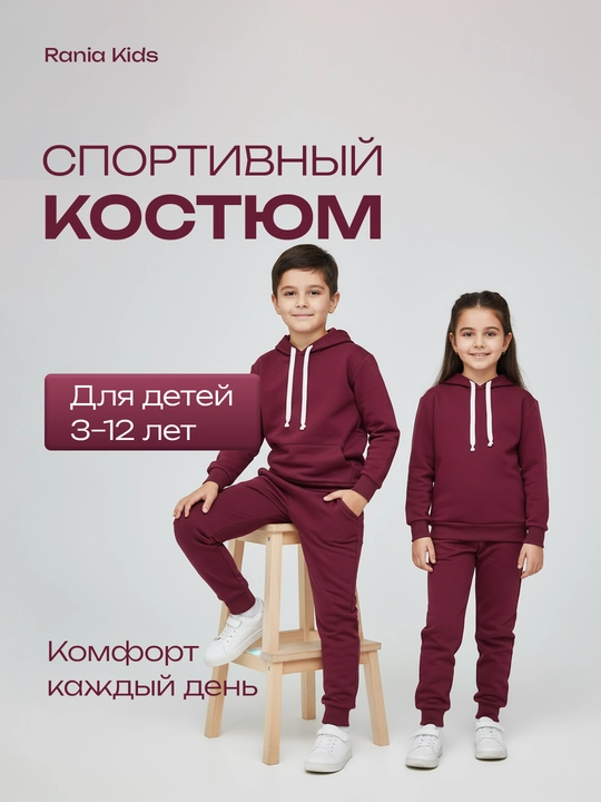 Детский спортивный костюм Rania Kids, для мальчиков и девочек, хлопок 70%, 3–12 лет - 
