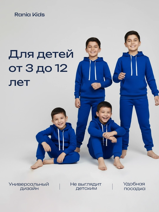 Rania Kids bolalar sport kiyimi, o‘g‘il va qizlar uchun, paxta 70%, 3-12 yosh