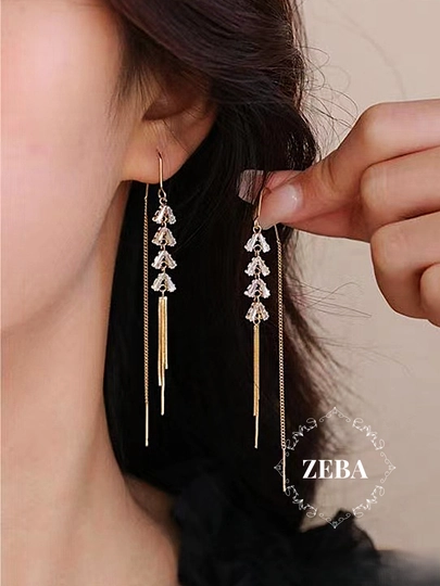 Серьги вечерние, длинные, шандельеры, цепочки, хрустальные — ZEBA-ZIRUZUN-ТЕМНСЕР