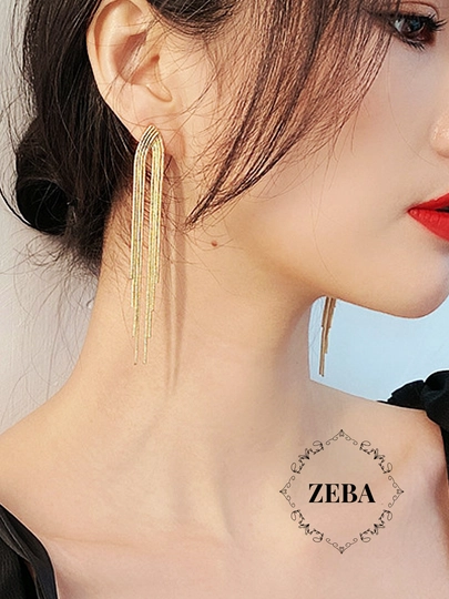 Серьги вечерние, длинные, шандельеры, цепочки, хрустальные — ZEBA-ZIRUZUN-ЗОЛОТ
