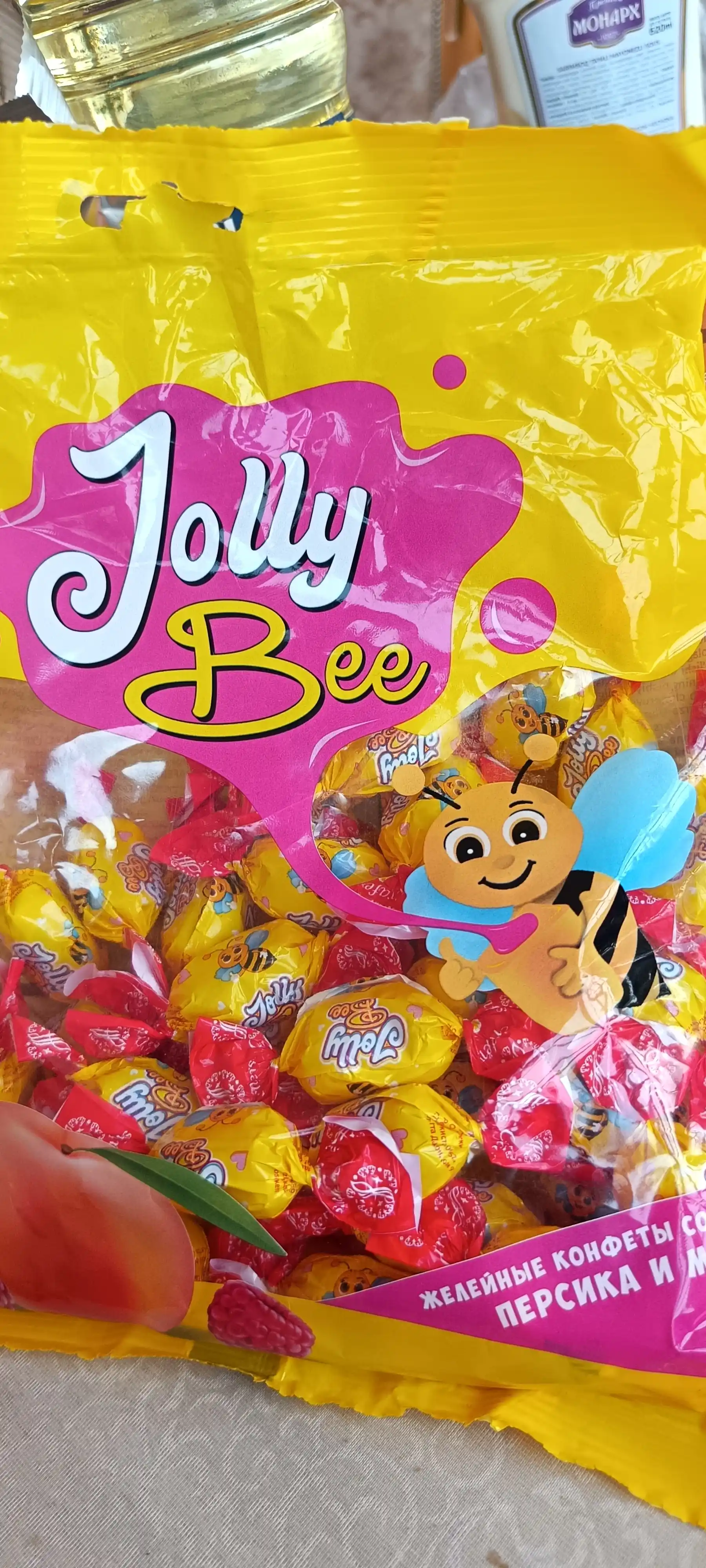 Jeleli konfetlar Jolly Bee shaftoli-malina ta'mli, 500 g