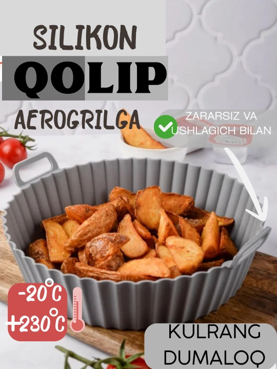 Grill, pech va mikroto‘lqinli pech uchun silikon qolip, pishirish uchun to‘rtburchak idish