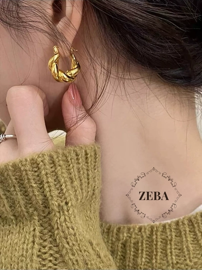 Cерьги кольца, круглые, конго золотого и серебрянного цветов — ZEBA-HOOPEAR-ЛИМОН