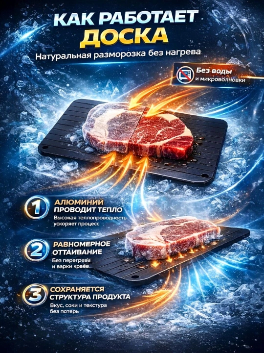 Доска разделочная для кухни, для быстрой разморозки продуктов, металлическая