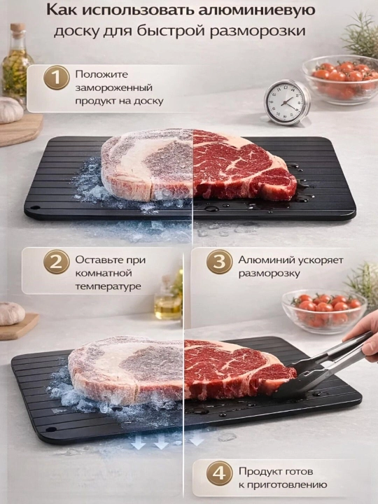 Доска разделочная для кухни, для быстрой разморозки продуктов, металлическая