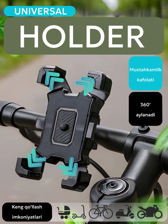Velosiped va mototsikl telefon tutqichi, universal taglik, gadjetlar - 