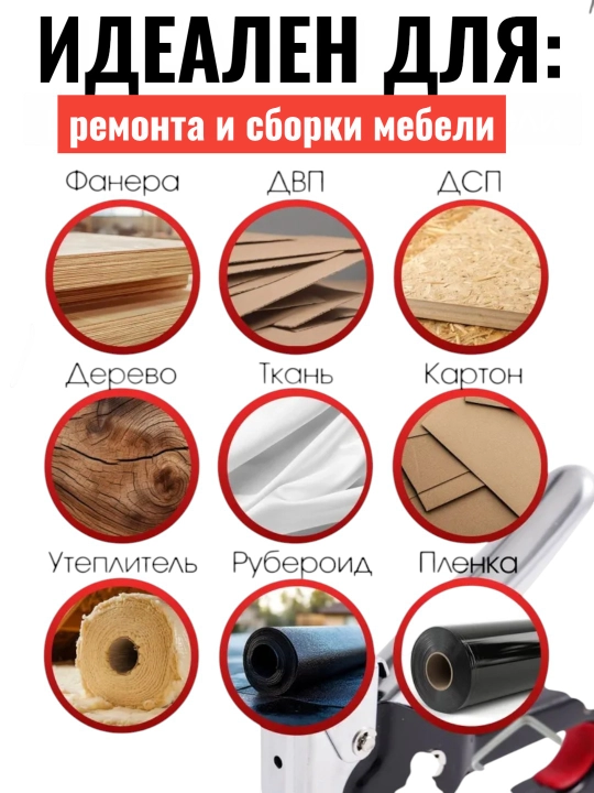 Ручной степлер для мебели работ, скобы (тип 53) — 100 шт., 4–14 мм, AFFIXS BLACK