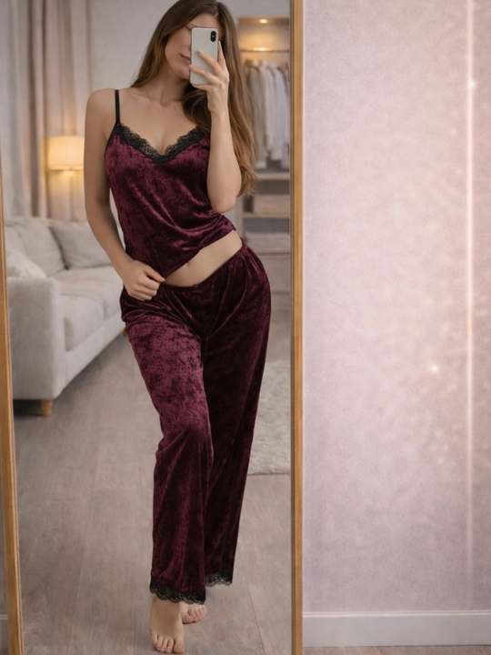 Ayollar va qizlar uchun pijama to‘plami, uyqu kiyimi, yumshoq mato, qora rang