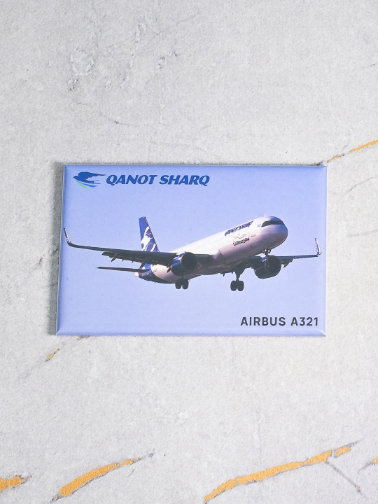 Фото магнит (авиасувенир), фото самолёта Airbus A321 Qanot Sharq, размер 8x5 см - 