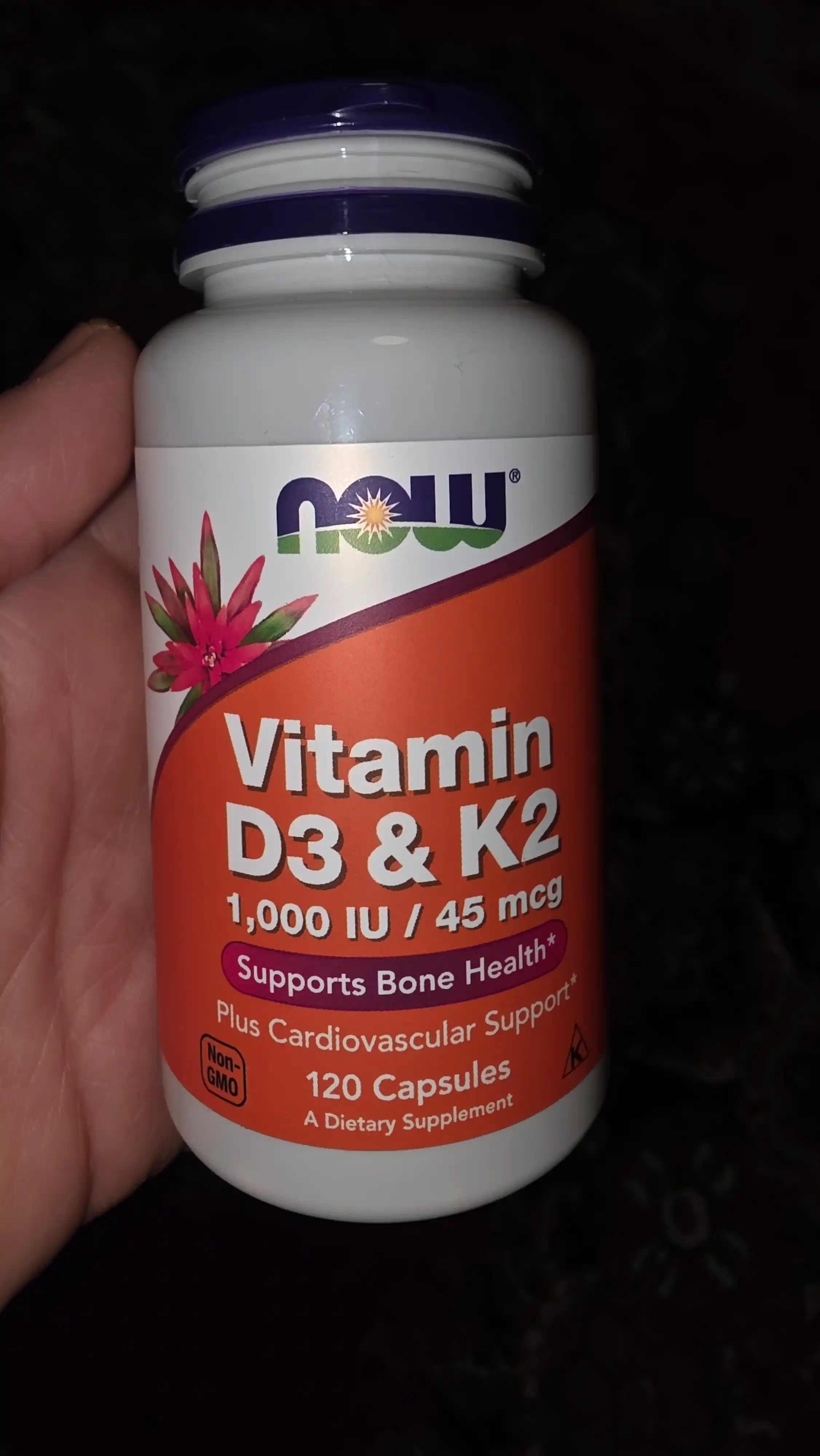 NOW FOODS, Витамин D3 и K2, 1000 ME / 45 мкг, 120 капсул, Халяль