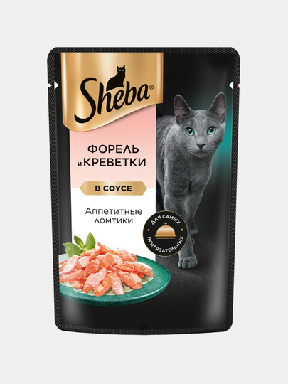 Влажный корм Sheba, форель с креветками 5 шт