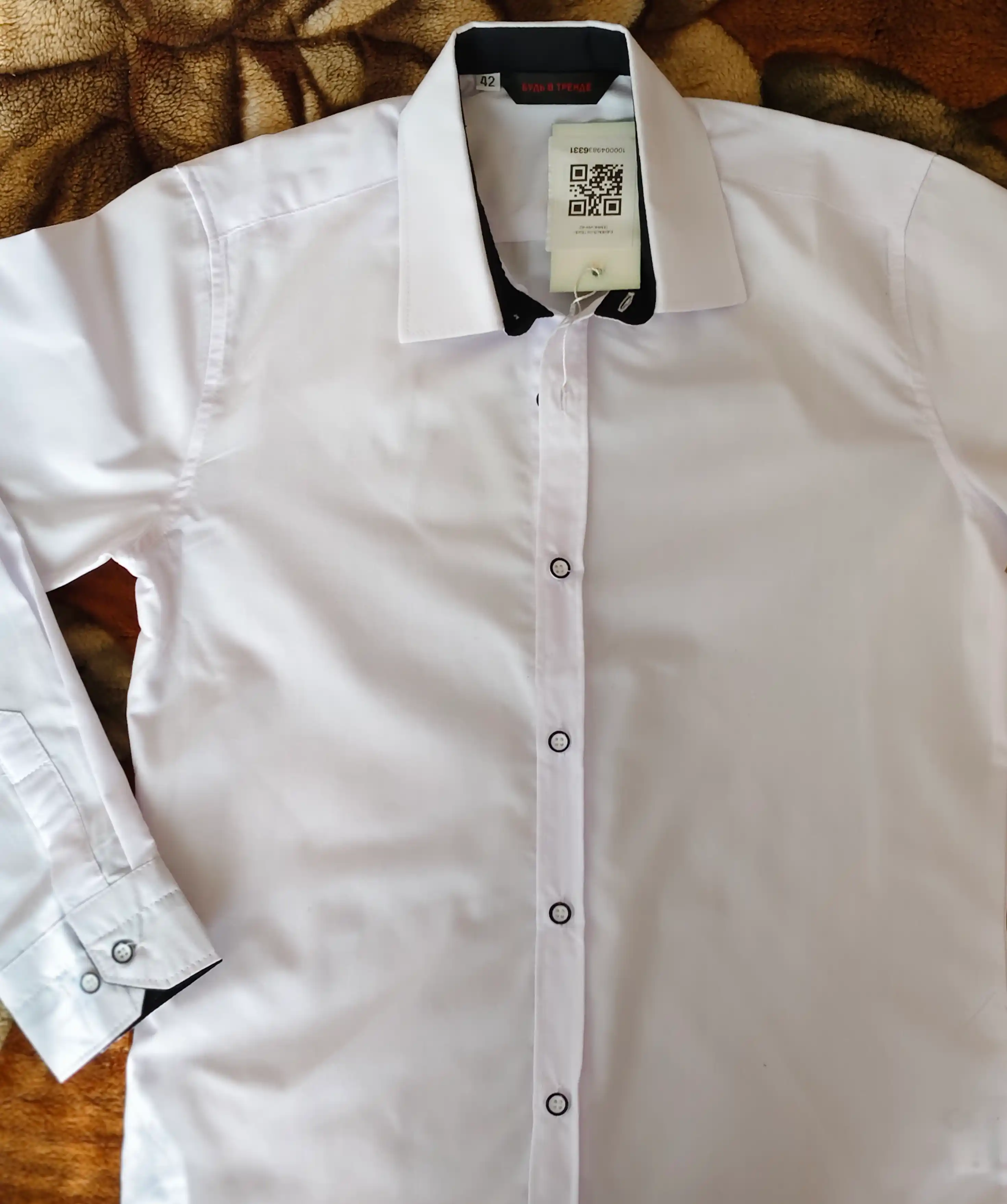 Рубашка для мальчика Slim Fit с длинным рукавом, школьная форма, 7-14 лет