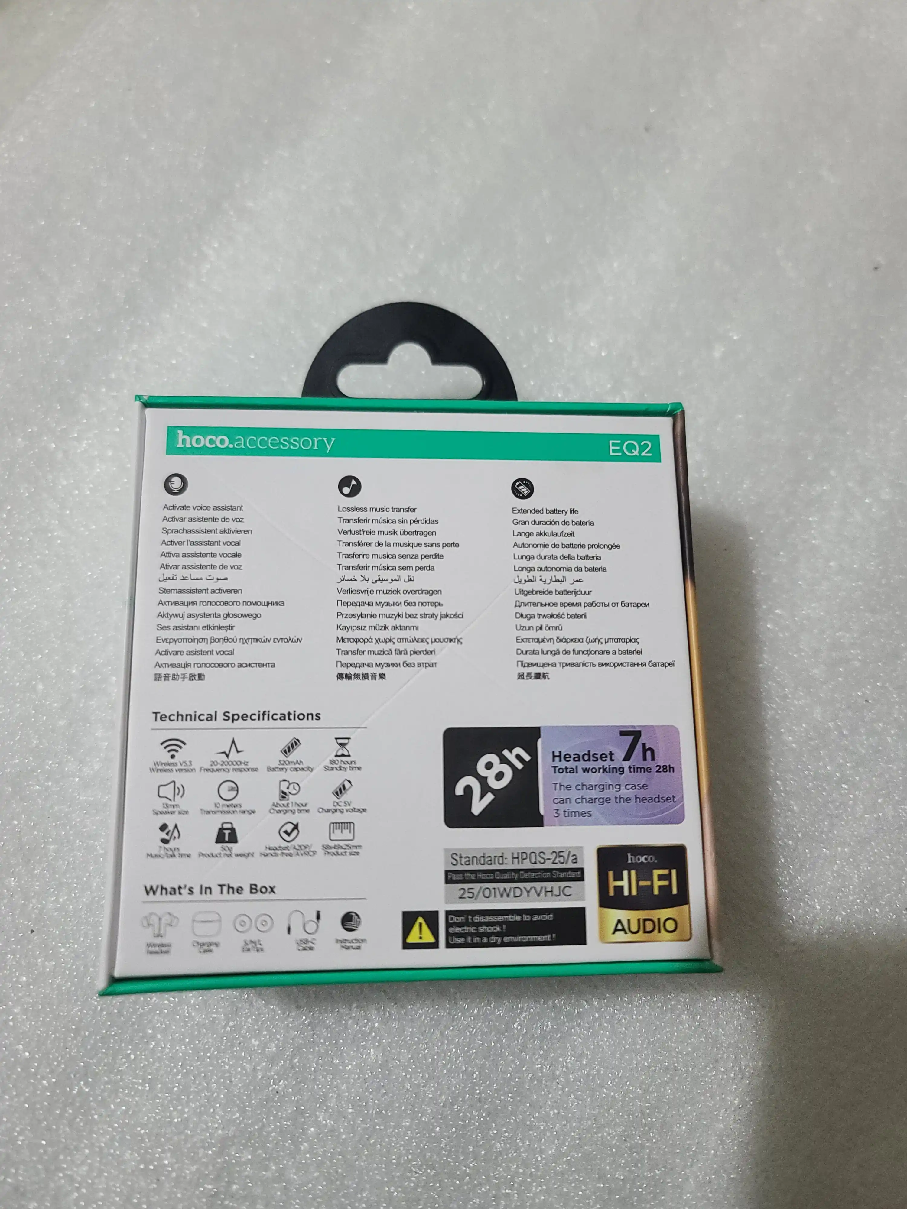Simsiz quloqchin Hoco EQ2 Thought, True Wireless Bluetooth 5.3, 320 mA/soat