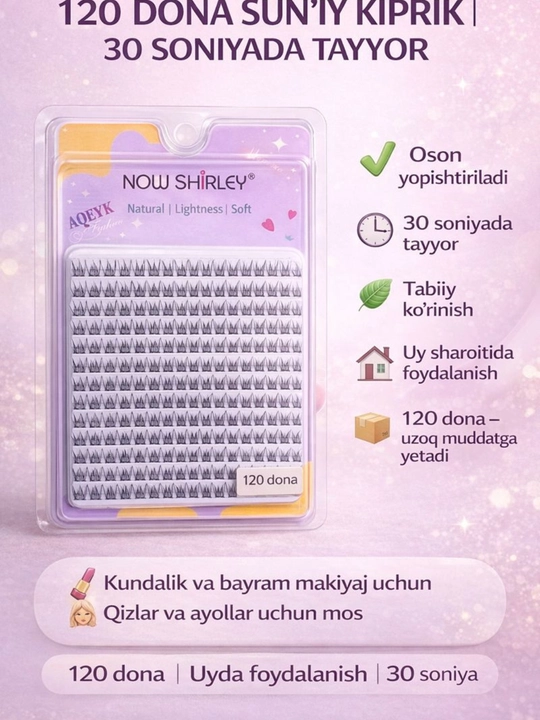 Ulama kipriklar 3D tabiiy ko‘rinish beruvchi yengil va sun'iy kiprik, 10, 11, 12, 13 mm - 