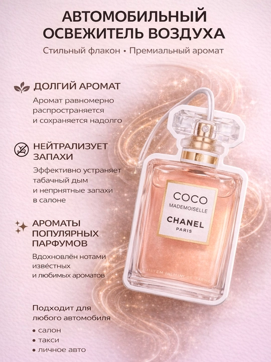Авто освежитель в виде флакона с ароматом известного бренда - 