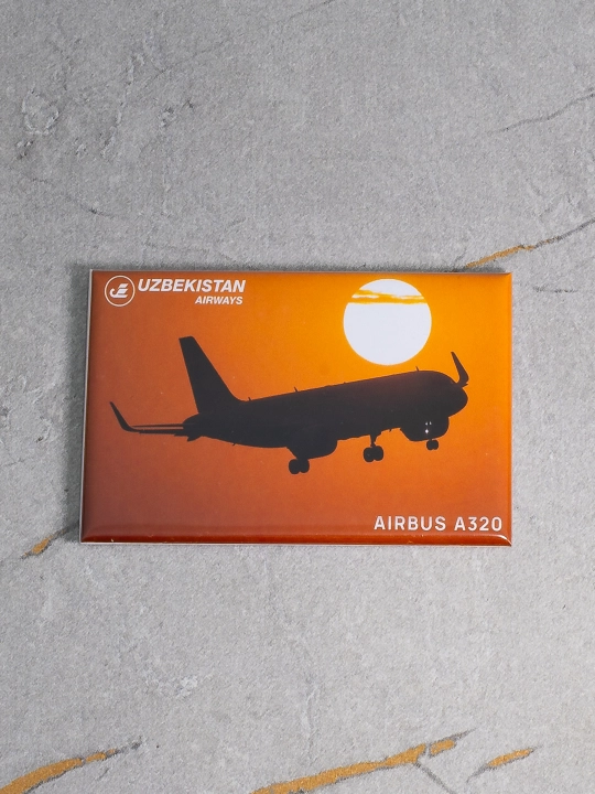 Фото магнит (авиасувенир), фото самолёта Airbus A320 Uzbekistan Airways, размер 8 x 5 см - 