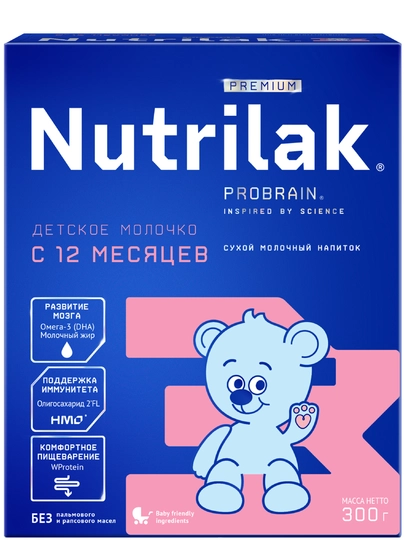 Bolalar uchun quruq sutli ichimlik Nutrilak Premium 3, 300 gr - 