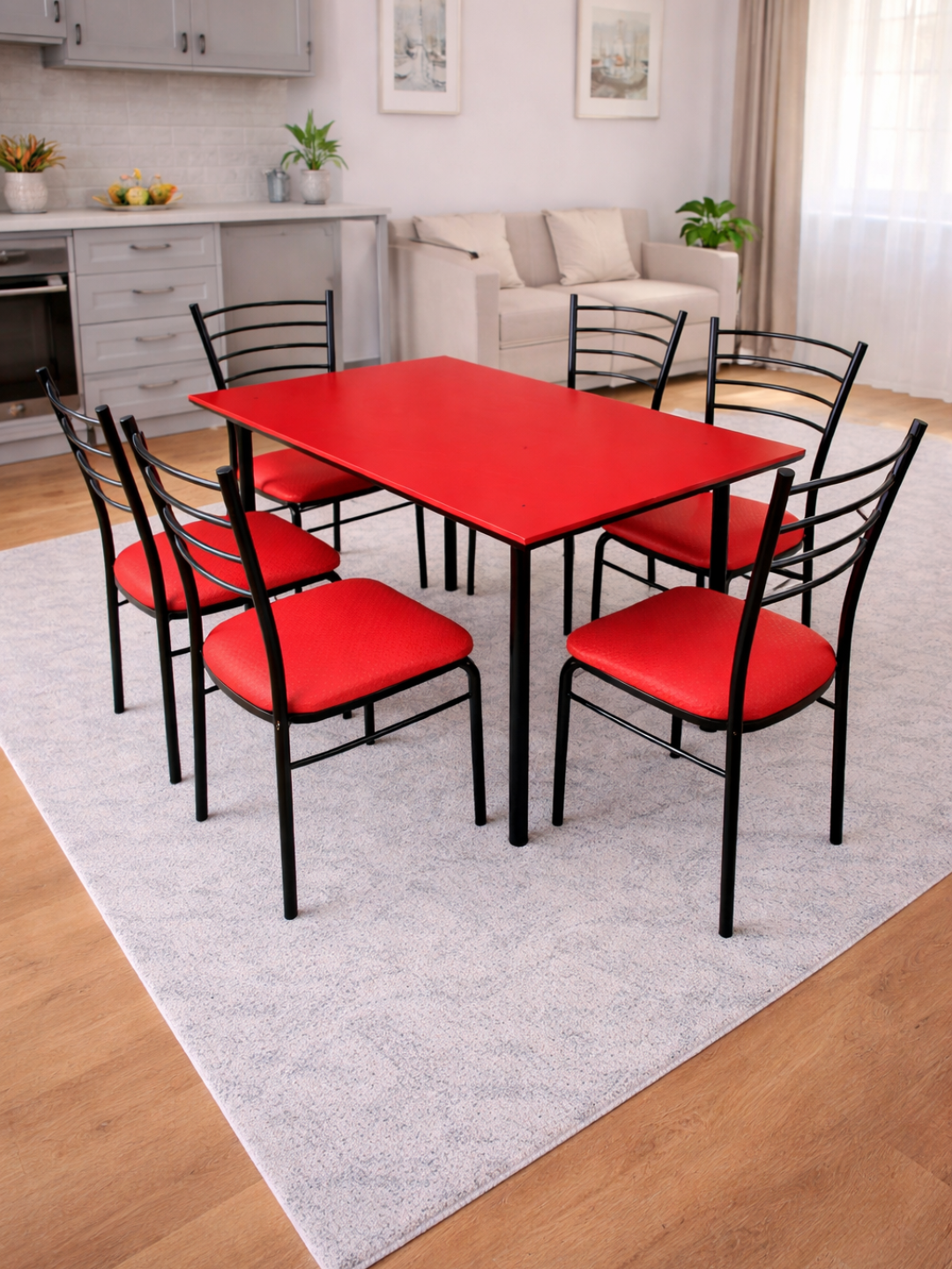 Akril stol usti + 4 ta stul - 