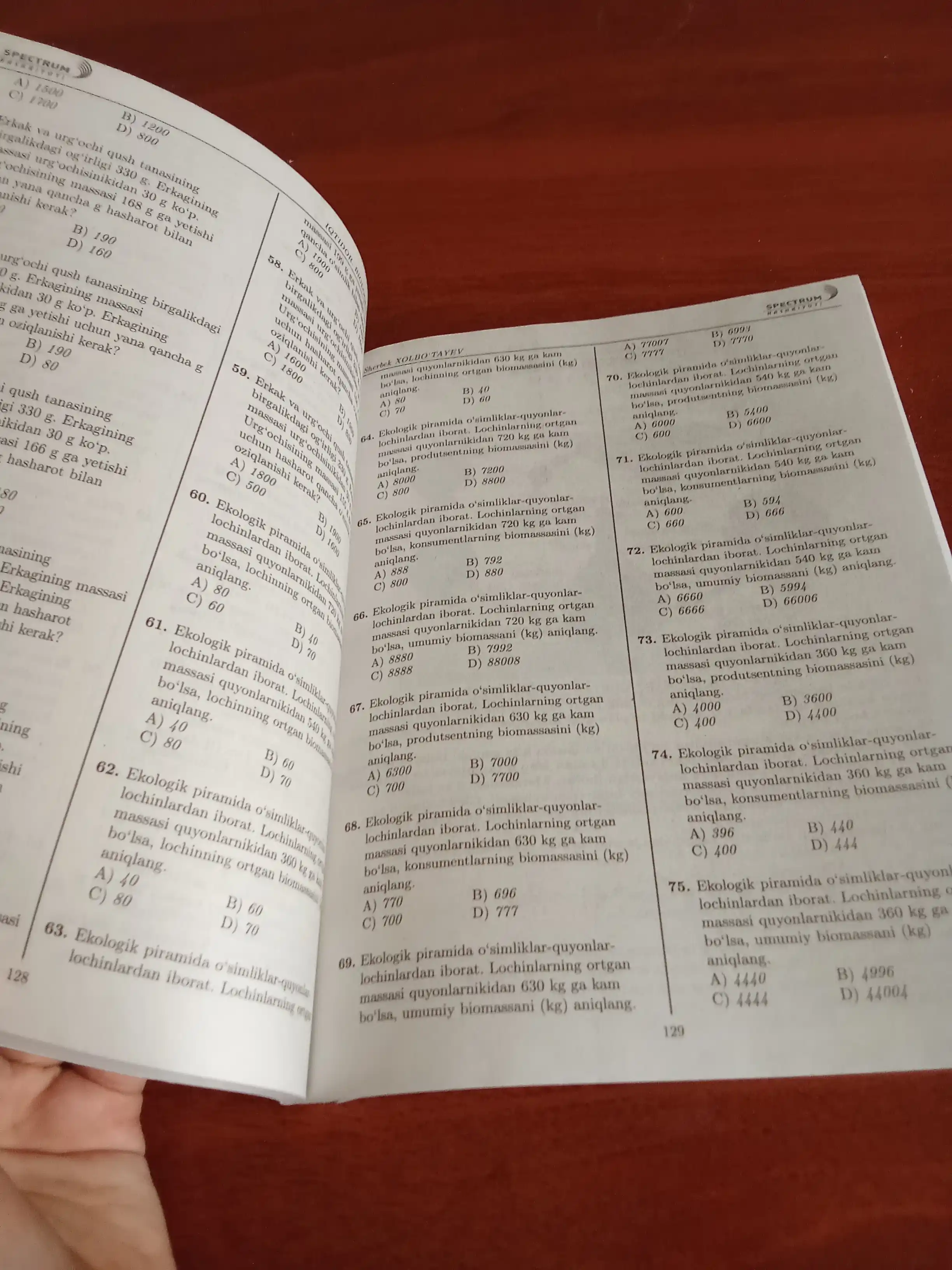 IQTIDOR BIOLOGIYA, masalalar to'plami, Sherbek Xolbo`tayev