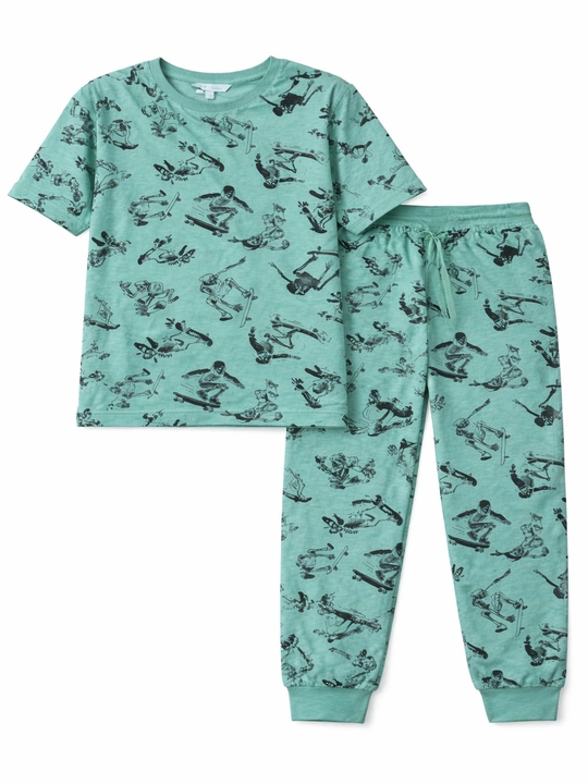 Bolalar o'g'il qizlar uchun uzun yengli bosma shimlar pijama to'plami