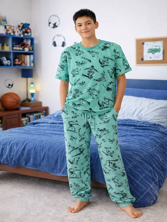Bolalar o'g'il qizlar uchun uzun yengli bosma shimlar pijama to'plami