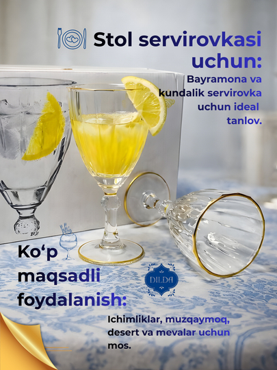 Martini va fujer to'plami, shishali, 6 dona, sharbat va shirinliklar uchun