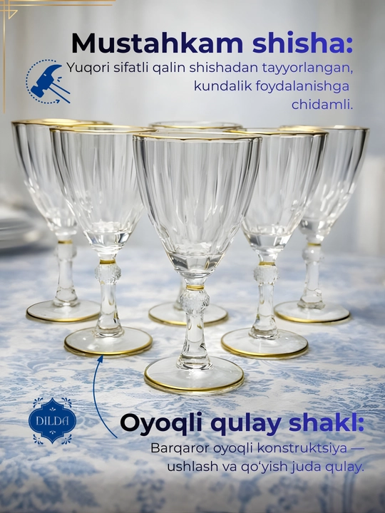 Martini va fujer to'plami, shishali, 6 dona, sharbat va shirinliklar uchun