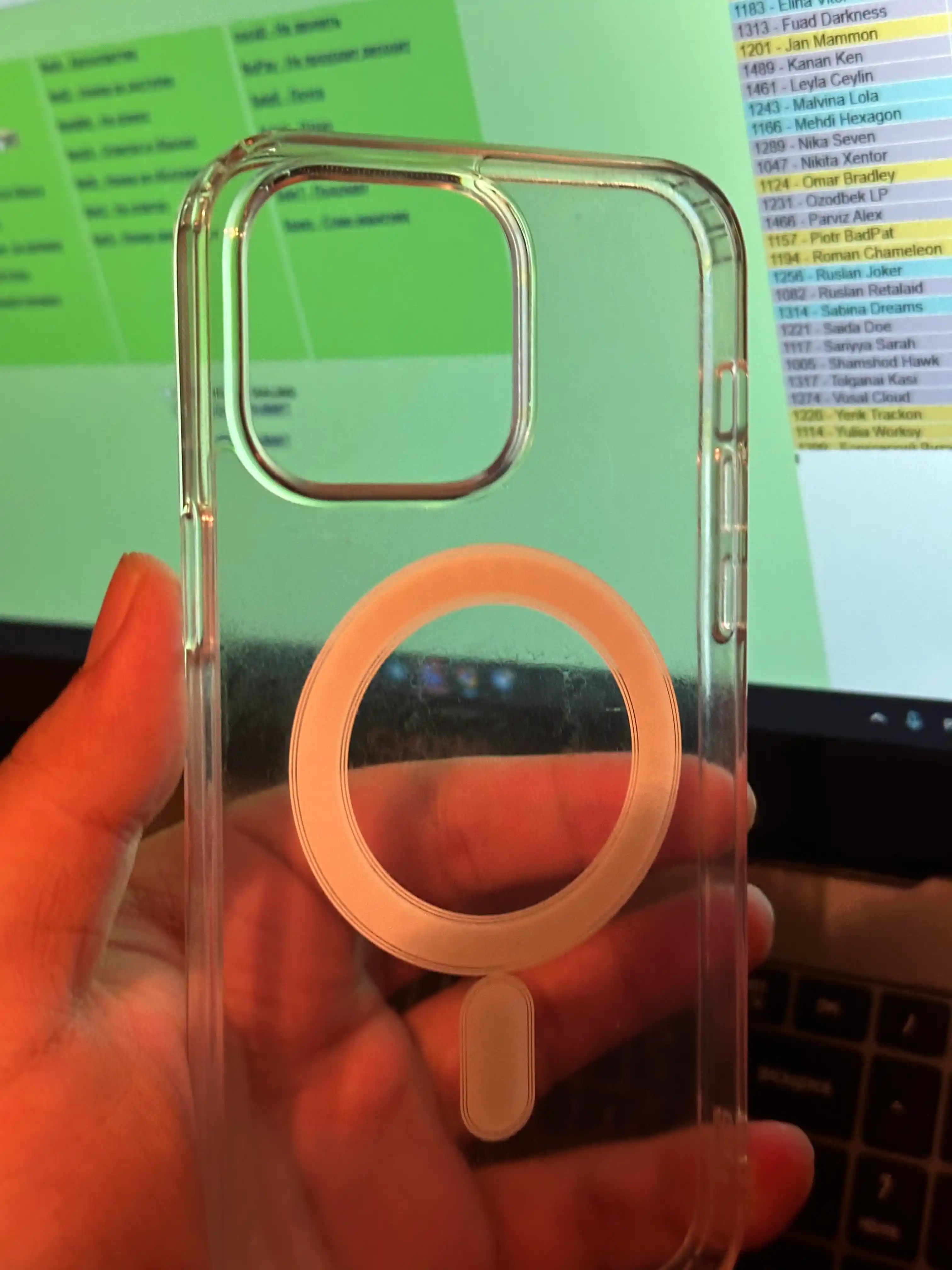 IPhone 11, 12, 13, 14, 15, 16, 17 plus,Pro,Max uchun MagSafe bilan shaffof plastik g'ilof