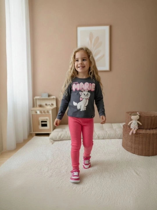 Mushukcha bosma qizlar uchun to'plam: uzun yengli va leggings - 