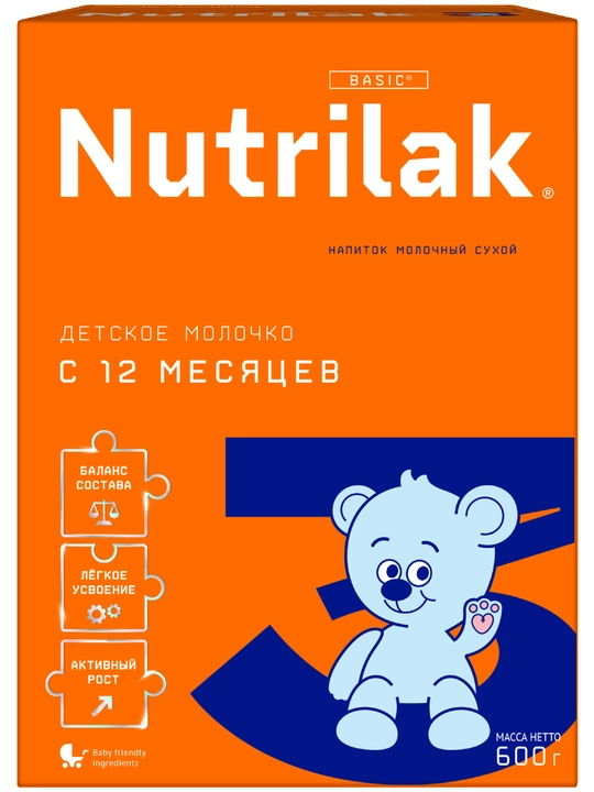Bolalar uchun quruq sutli ichimlik Nutrilak Premium 3, 600 gr - 