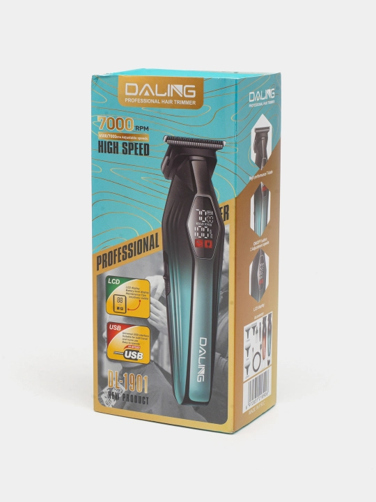 DALING Professional simsiz soch va soqol olish kesish mashinkasi, LCD displeyli trimmer