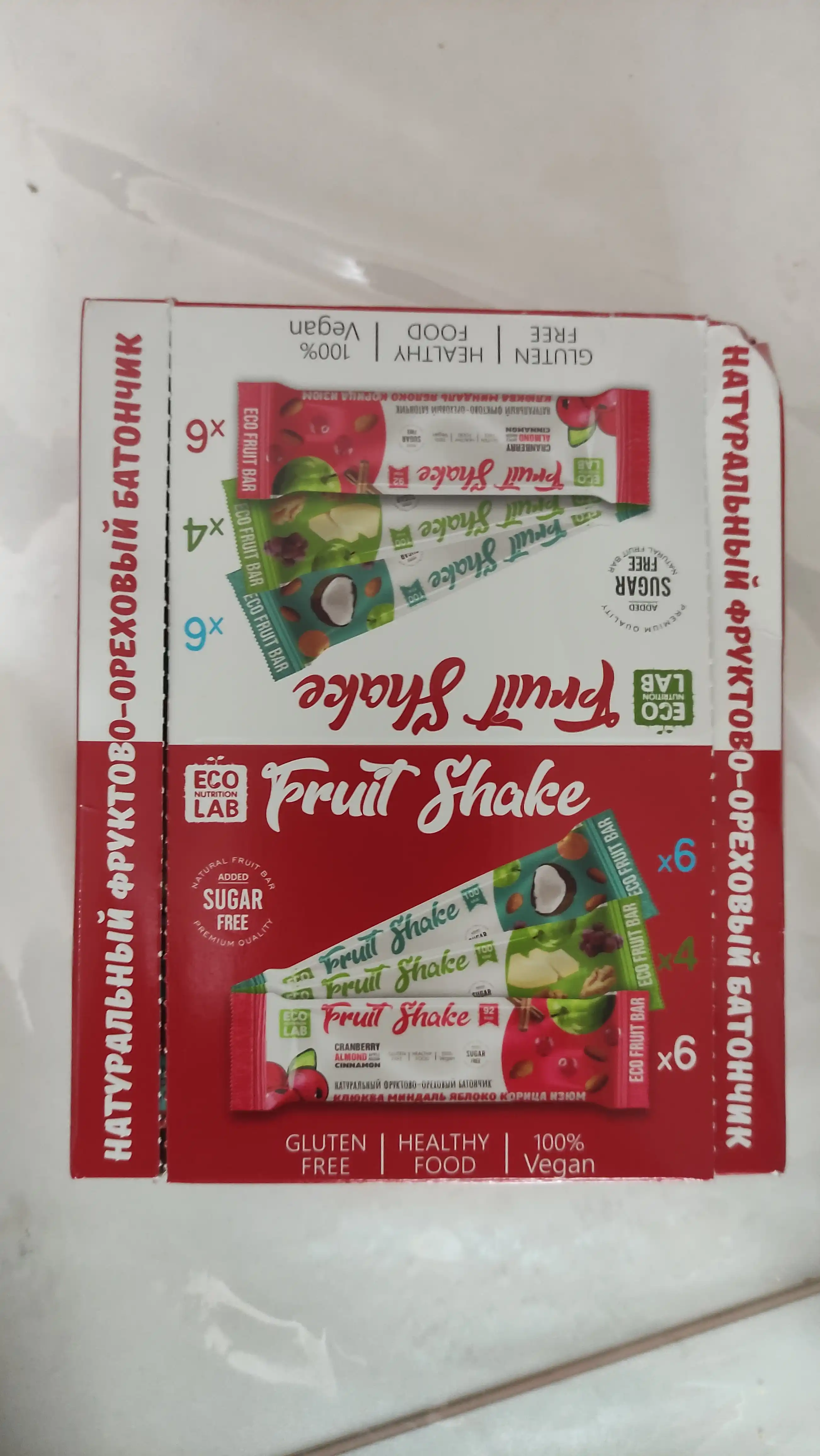 Mevali-yong'oqli batonchiklar Fruit Shake Assorti klyukva/qovun/kokos, 16 donax30 g