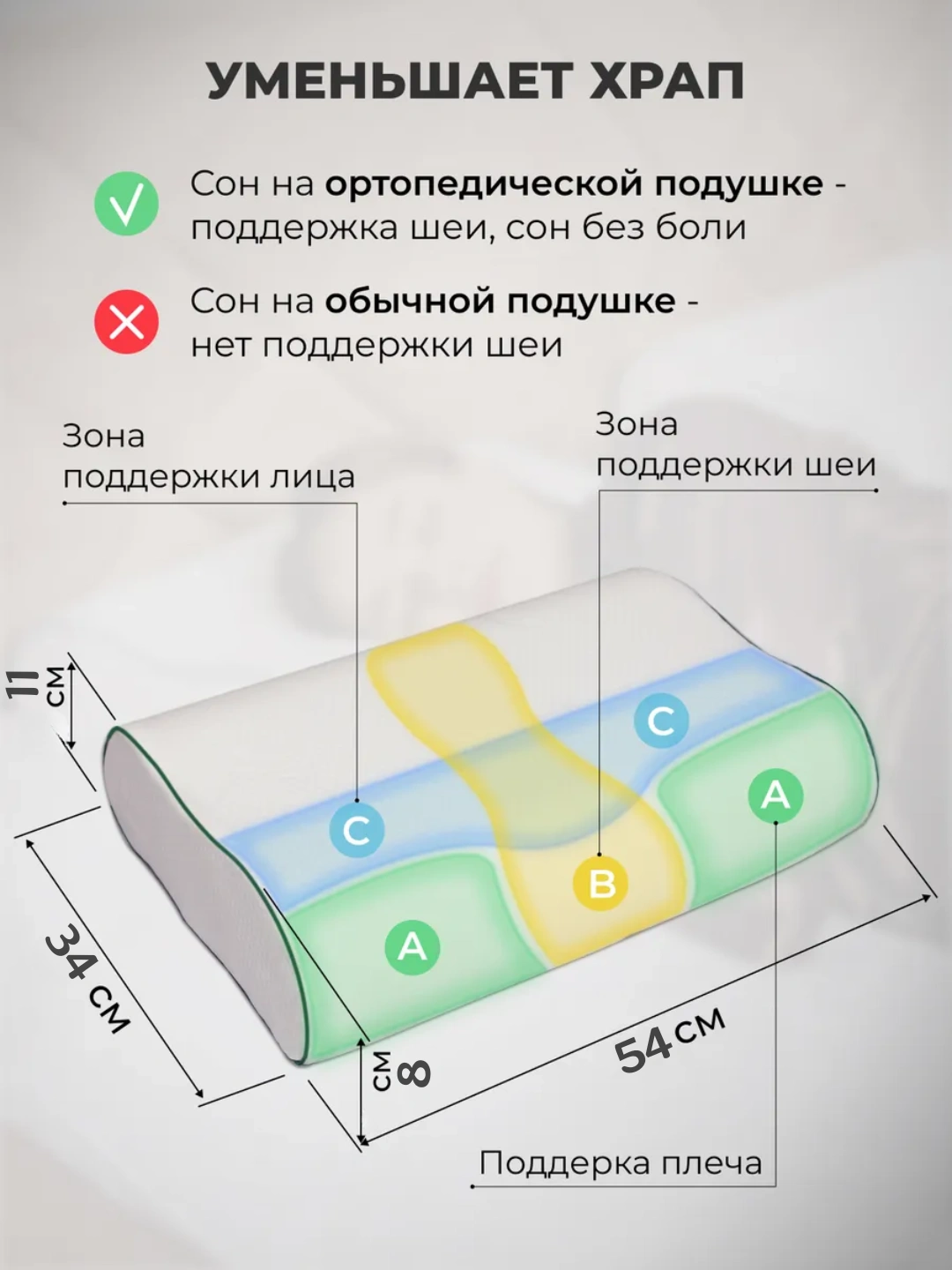 Uxlash Rasm Yostiq ortopedik AIKO Memory, xotira effekti, podushka anatomik ...